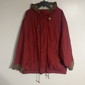 Vintage Structure Studio Architettura Red & Tan Hooded Winter Jacket Size XL